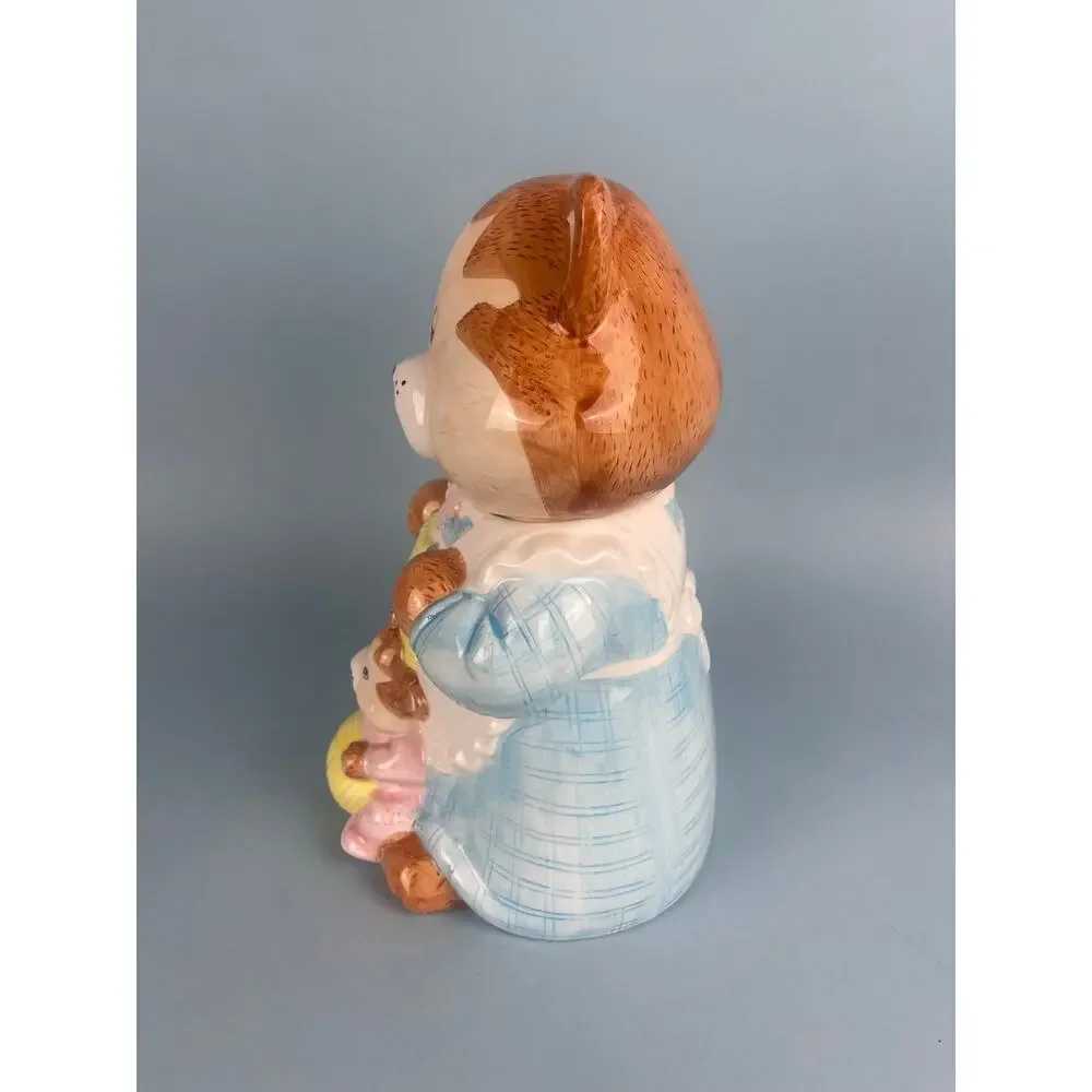 Mother Mama Cat with Kitten Cookie Jar Kitschy Anthropomorphic